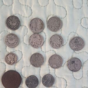 Antique Mixed Coin Lot Of 17 Cull FLOWING HAIR HALF, SHIELD NICKELS, BUFFALO